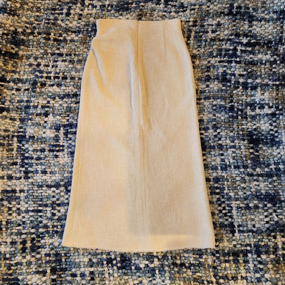 NWT 100% Cotton Zara Hessian Textured Ecru Midi Skirt with Frayed Hem - Cream - Picture 3 of 5